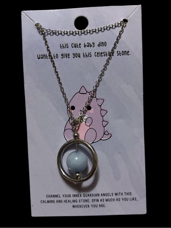 Jewelry - Celestite Spinner Pendant Necklace - Light Blue Stone